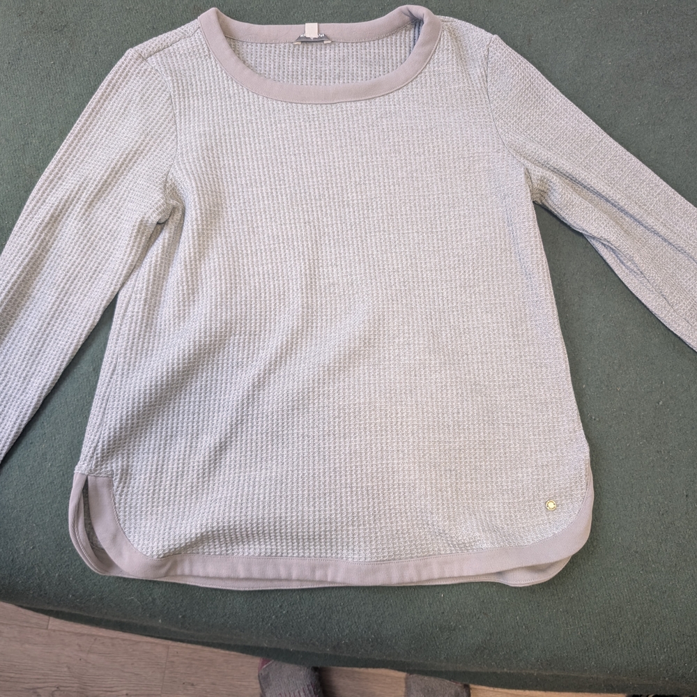 Gray Long Sleeve Waffle Knit Top